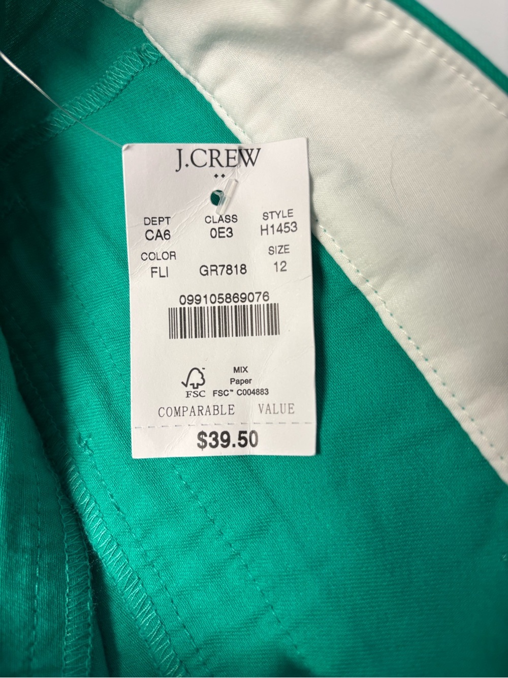 J. Crew woman’s Teal Flat Front Chino Shorts Sz/12 NWT. - Picture 5 of 7